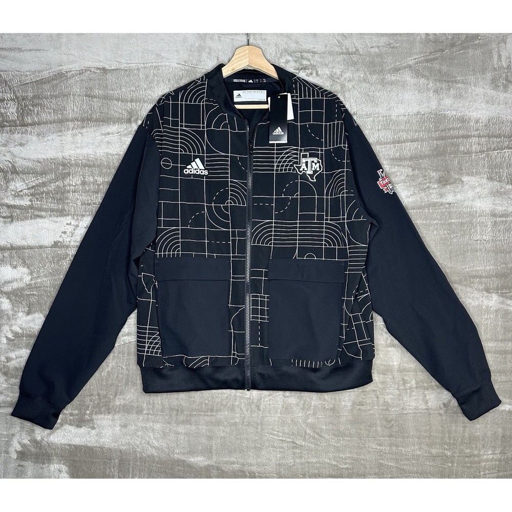 NWT Men's Adidas Texas A&M Playoff Full Zip Jacket Large Black Casual‎ Fall